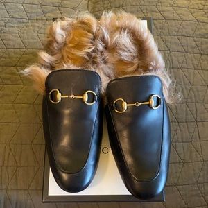 Gucci Princetown Fur Horsebit Mules